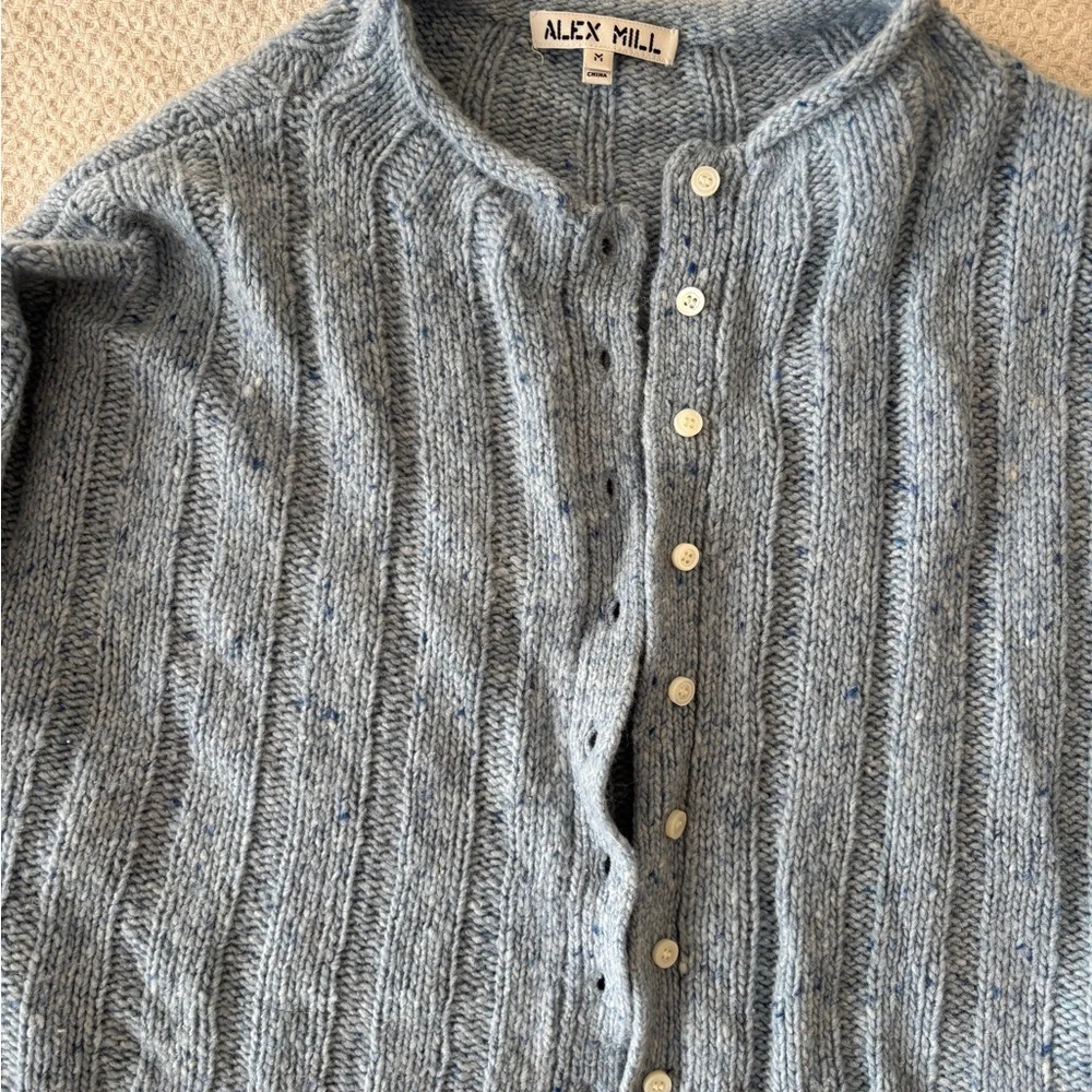 Alex Mill Pale Blue Ribbed Button-Up Cardigan - Picture 2 of 2
